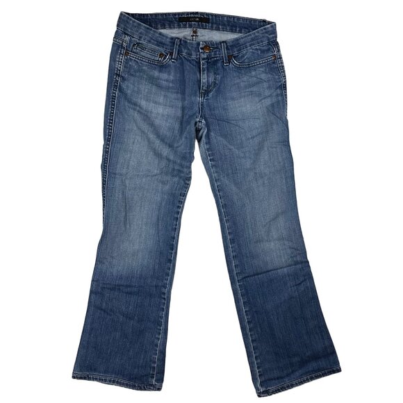 Joe's Blue Denim Jeans Size 26 Medium Wash Flared Jeans Low-Rise Embroidered Y2K - Picture 1 of 14